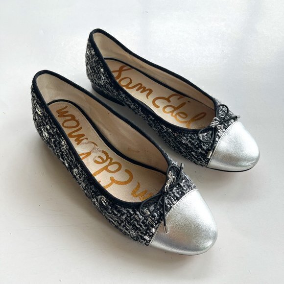 Sam Edelman 'Sara' multi-colored fabric round cap toe bow ballet‎ flats Womens 6 - Picture 1 of 4